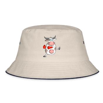 Witziger Comic Stier - Bucket Hat - Natur/Navy - Vorne