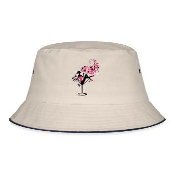 Braut - Bride - JGA - Cocktail - Herz - 2C - Bucket Hat - Natur/Navy - Vorne