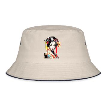 Femme Japonaise Portrait Geisha Tradition Culture - Bob - blanc cassé/bleu marine - Devant