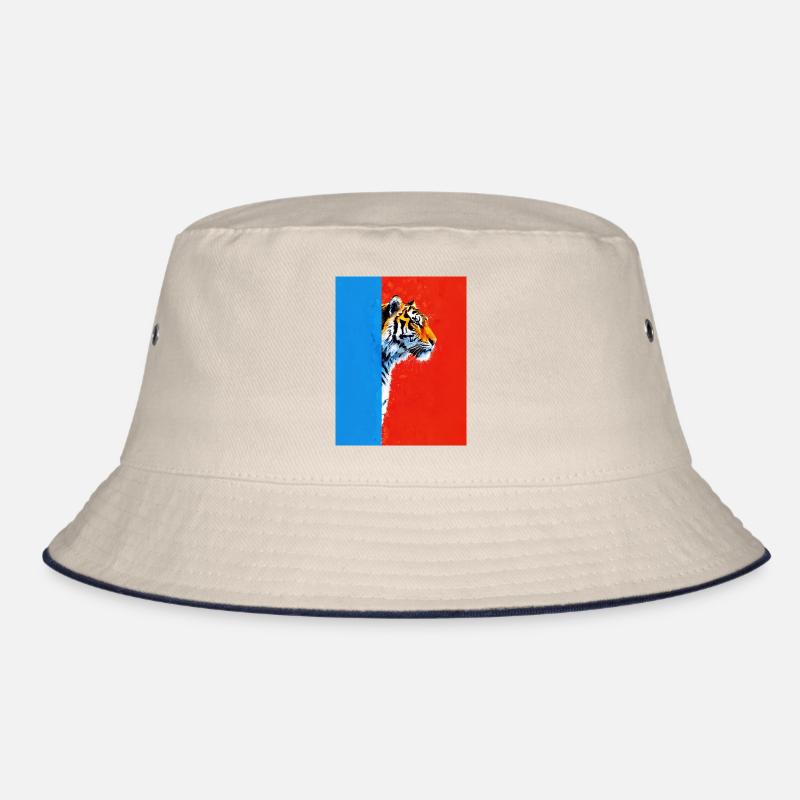 Tiger auf buntem Hintergrund Bucket Hat