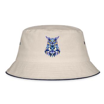 Eule Polygon - Geometrische Wildlife Uhu Natur - Bucket Hat - Natur/Navy - Vorne