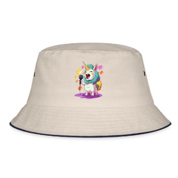 Singendes Einhorn Bühnenperformer - Bucket Hat - Natur/Navy - Vorne