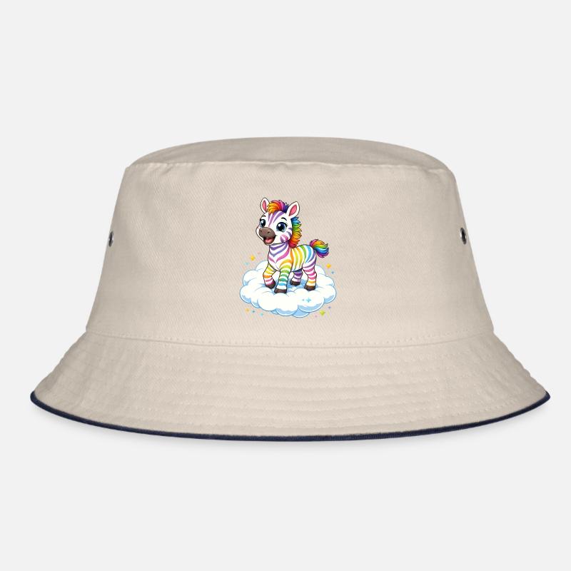 Süßes Regenbogen Zebra auf Wolke Kawaii  Bucket Hat