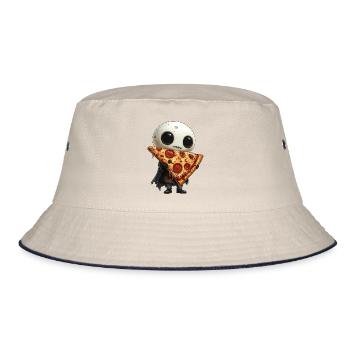 Creepy Cute Pizza Pepperoni - Bucket Hat - Natur/Navy - Vorne