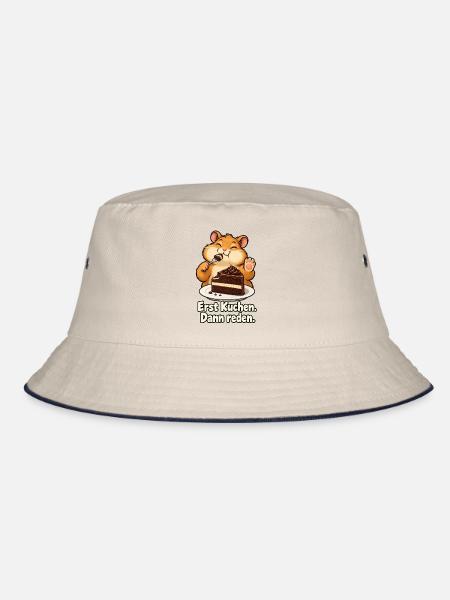 Kuchen statt Smalltalk - Bucket Hat - Natur/Navy