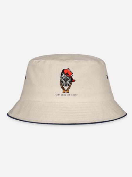 Bulldog Street Cap Halskette - Bucket Hat - Natur/Navy