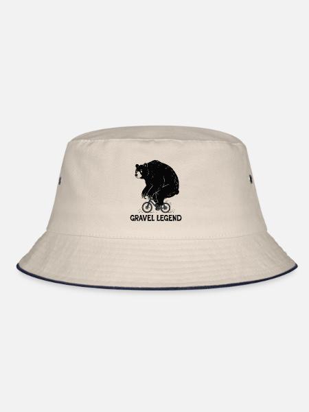 Gravel Legend – Funny Bear Cyclist - Bucket Hat - Natur/Navy