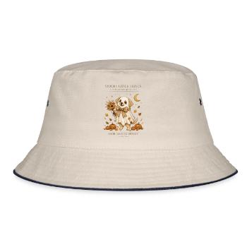 Gruseliger Geisterwelpe mit Kürbissen - Bucket Hat - Natur/Navy - Vorne