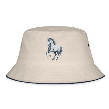 Pferd - Bucket Hat - Natur/Navy - Vorne