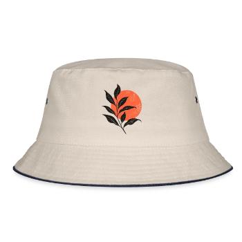 Sunset Leaf Silhouette - Bucket Hat - Natur/Navy - Vorne
