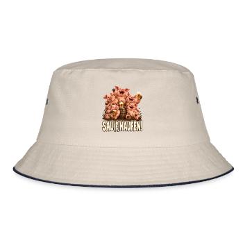 Sau(f)haufen Schweine Bier Stammtisch JGA Spruch - Bucket Hat - Natur/Navy - Vorne