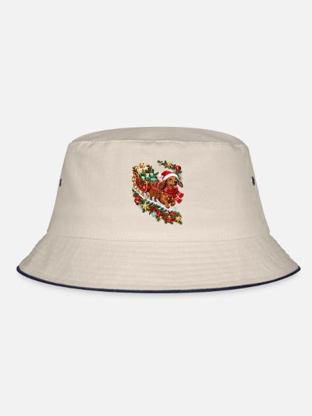 Dackel Weihnachtsgeschenkschlitten - Bucket Hat - Natur/Navy