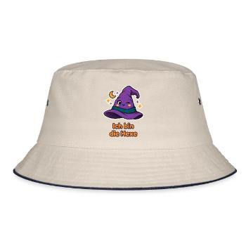 Ich bin die Hexe – Partnershirt mit Hexenhut - Bucket Hat - Natur/Navy - Vorne