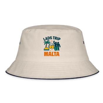 Lads Trip Malta Party Shirt - Bucket Hat - ecru/navy - Front