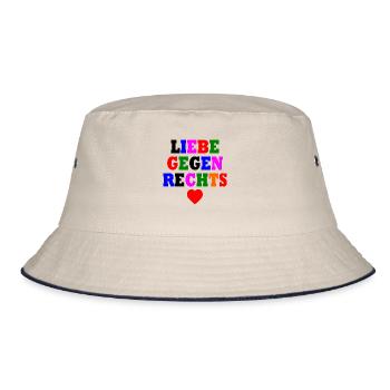 Liebe gegen rechts - Bucket Hat - Natur/Navy - Vorne