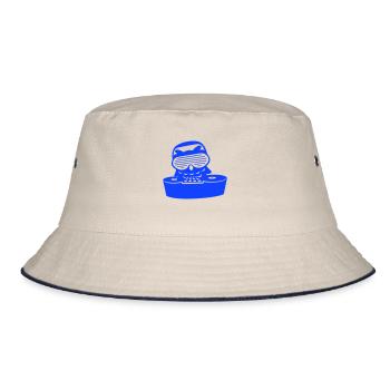 DJ Eule Mischpult Musik auflegen Club Disko Party - Bucket Hat - Natur/Navy - Vorne
