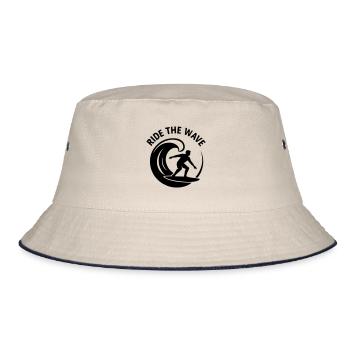 Riding the Wave Surfer Surf Surfing - Bucket Hat - ecru/navy - Front