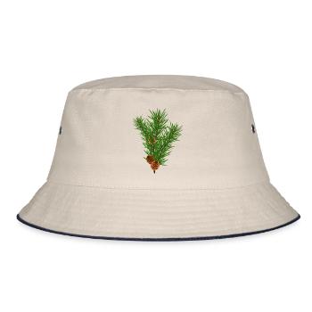 Pine branch - Bucket Hat - ecru/navy - Front
