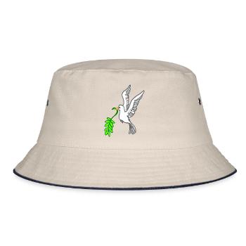 Friedenstaube gezeichnet - Bucket Hat - Natur/Navy - Vorne