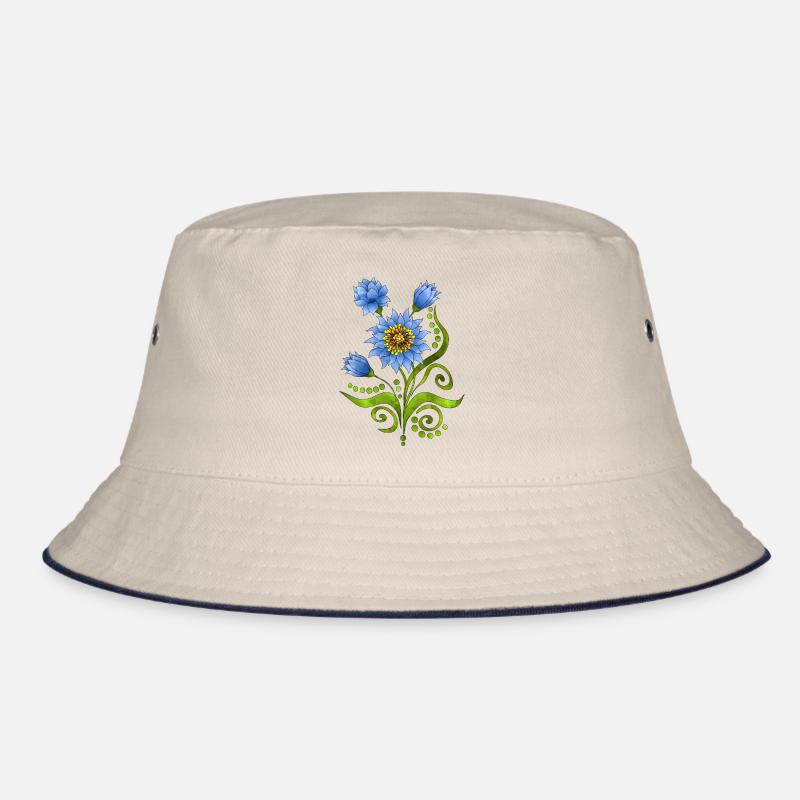 Blumen - Bucket Hat - Natur/Navy