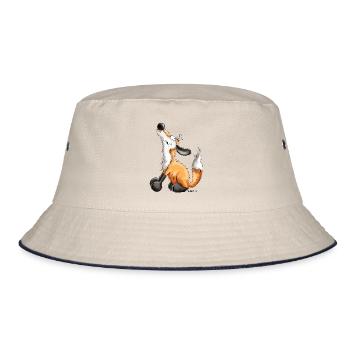 Lustiger Fuchs - Fox - Tiere - Comic - Fun - Art - Bucket Hat - Natur/Navy - Vorne