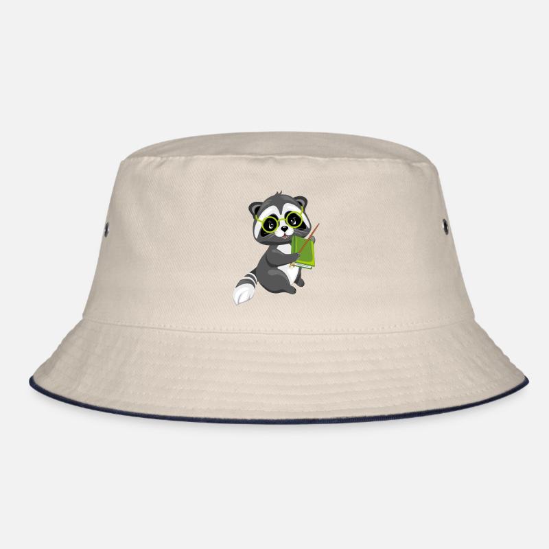 Süßer schlauer Waschbär mit einem Buch Bucket Hat