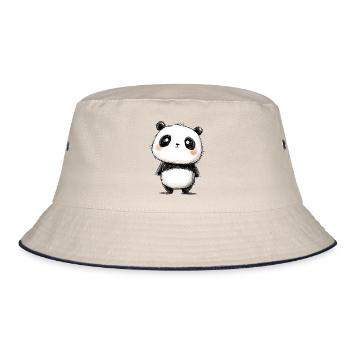 little panda drawing - Bucket Hat - ecru/navy - Front