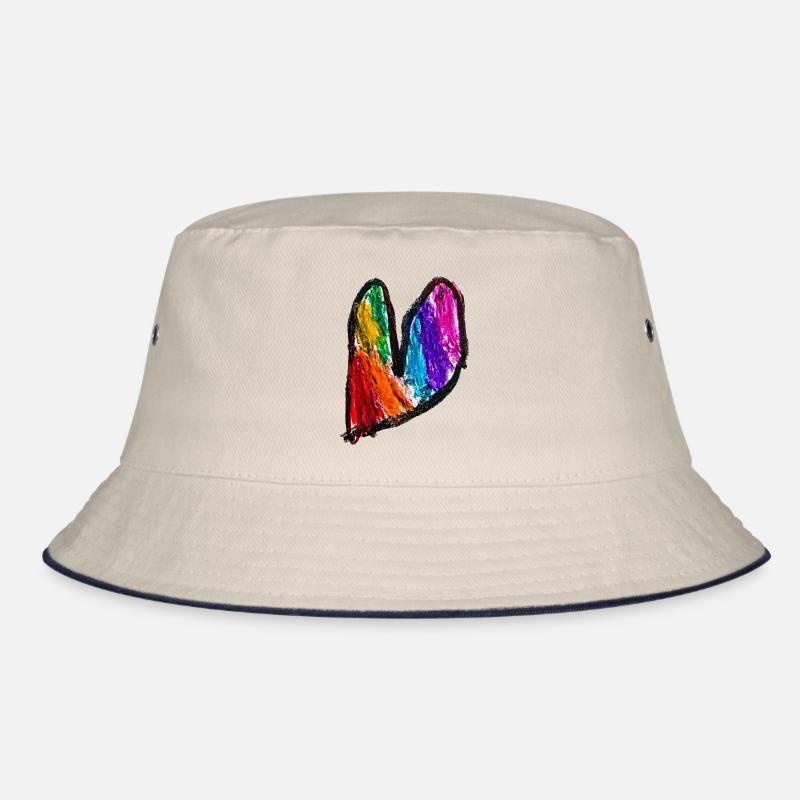 Regenbogenherz Kritzelkunst Bucket Hat