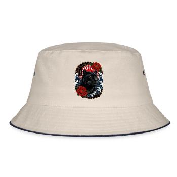 Schwarzer Panther im japanischen Irezumi Stil - Bucket Hat - Natur/Navy - Vorne