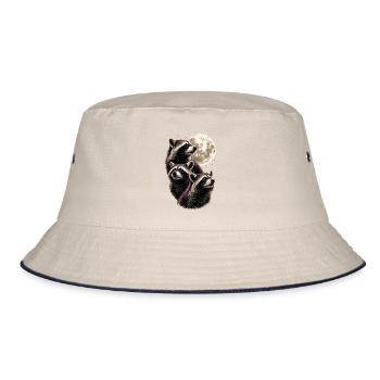 Waschbären Vollmond Nacht Tierliebhaber Lustig - Bucket Hat - Natur/Navy - Vorne