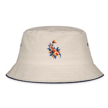 Koi-fische Japanische Koi-fische Koi-karpfen - Bucket Hat - Natur/Navy - Vorne