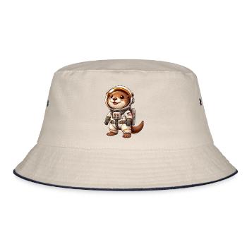 Otter Astronaut im Weltraum Cartoon - Bucket Hat - Natur/Navy - Vorne