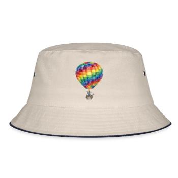 Regenbogen-Heißluftballon - Bucket Hat - Natur/Navy - Vorne
