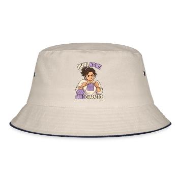 Linke Maschen formen Charakter - Bucket Hat - Natur/Navy - Vorne
