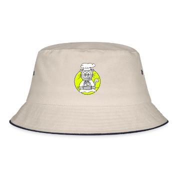 Retro Baker Cat - Profession Baker - Bucket Hat - ecru/navy - Front
