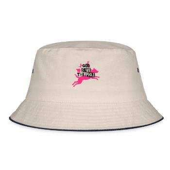 God save the pigs Color - Bucket Hat - Natur/Navy - Vorne