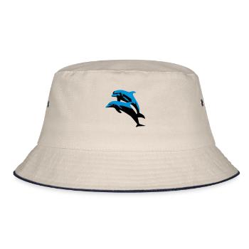 Delfin, Delfine - Dolphin - Bucket Hat - Natur/Navy - Vorne