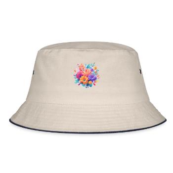 Small colorful bouquet - Bucket Hat - ecru/navy - Front