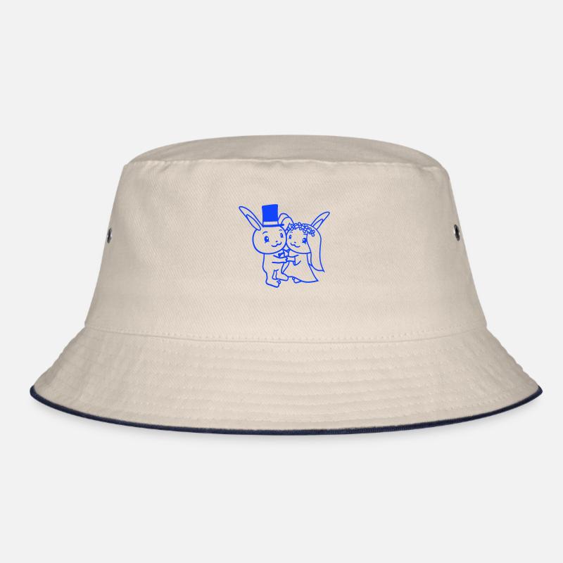 2 Bunnies Wedding Marry Groom Bride Engaged Bucket Hat