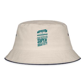 Superpower Erzieherin - Beruf Job petrol RAHMENLOS - Bucket Hat - Natur/Navy - Vorne