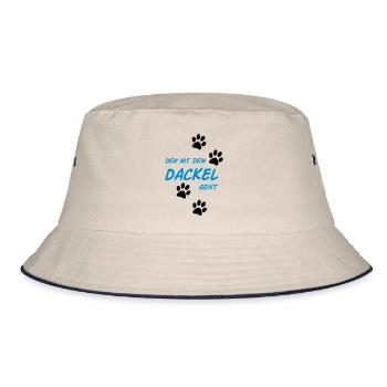 Der mit dem Dackel geht - Bucket Hat - Natur/Navy - Vorne