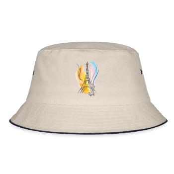 Eiffel Tower drawing - Bucket Hat - ecru/navy - Front