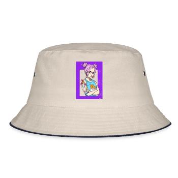 Otaku girl - Bucket Hat - Natur/Navy - Vorne