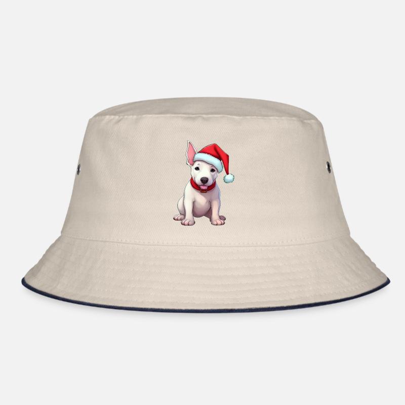 Bull Terrier with Santa Hat Bucket Hat