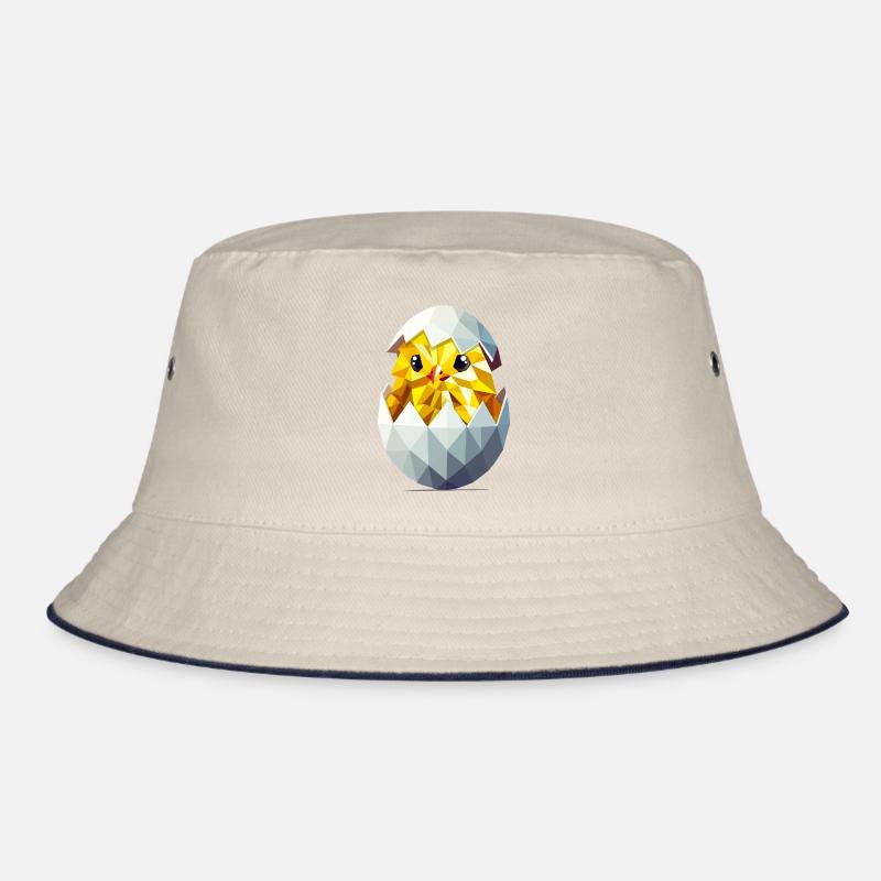 Chick in the Egg – Modern Easter Illustration Bucket Hat