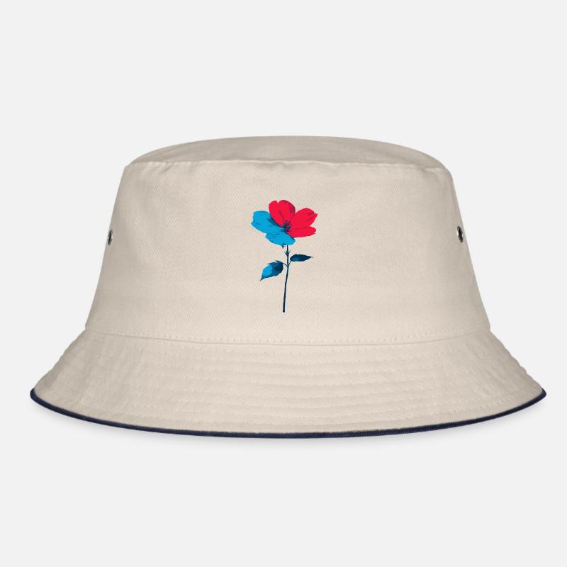Blue Red Flower Bucket Hat
