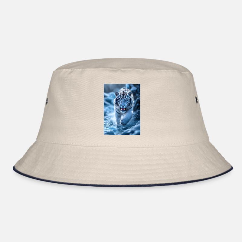 White tiger runs through stream Bucket Hat