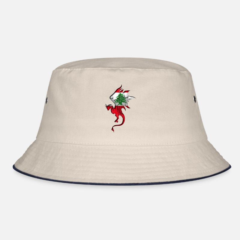 Drapeau du Liban - Liban - Silhouette de dragon - Bob - blanc cassé/bleu marine