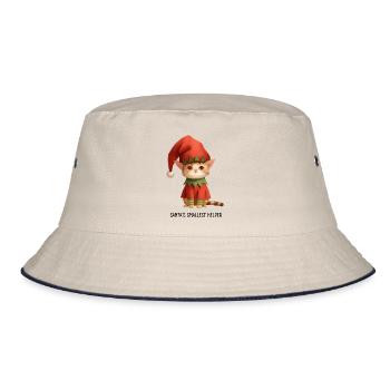 Playful Christmas kitten print - Bucket Hat - ecru/navy - Front
