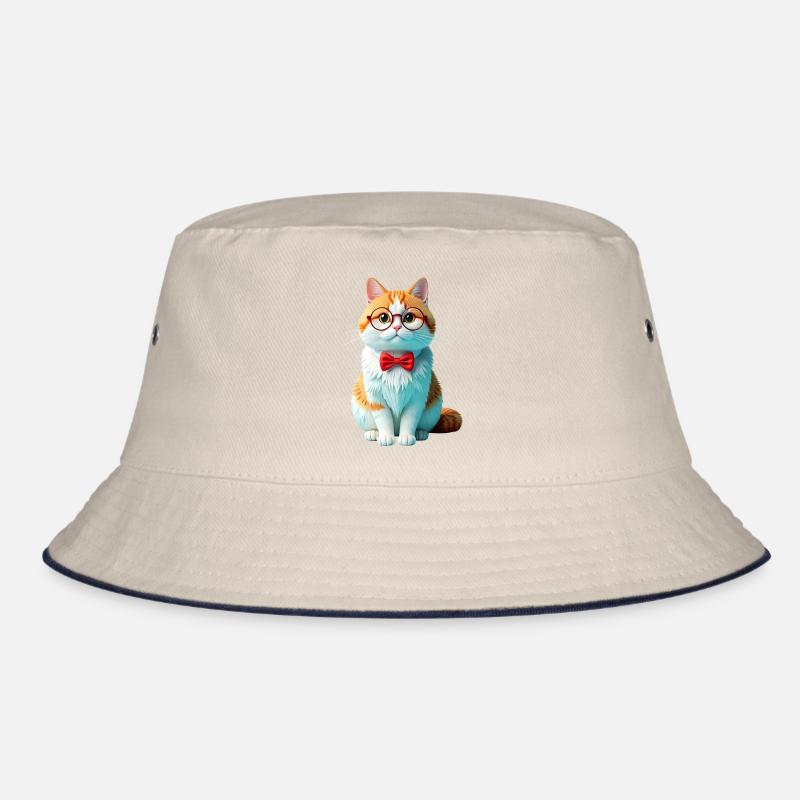 Katzenfreund mit Brille und Fliege Tiere Design  Bucket Hat